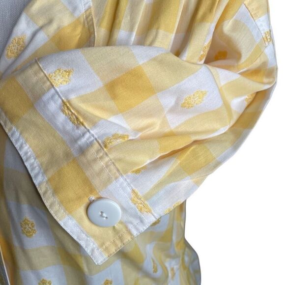 Vtg Jerrell of Texas Womens Midi Dress 9/10 Retro Yellow Checkered Nostalgia - Picture 9 of 10